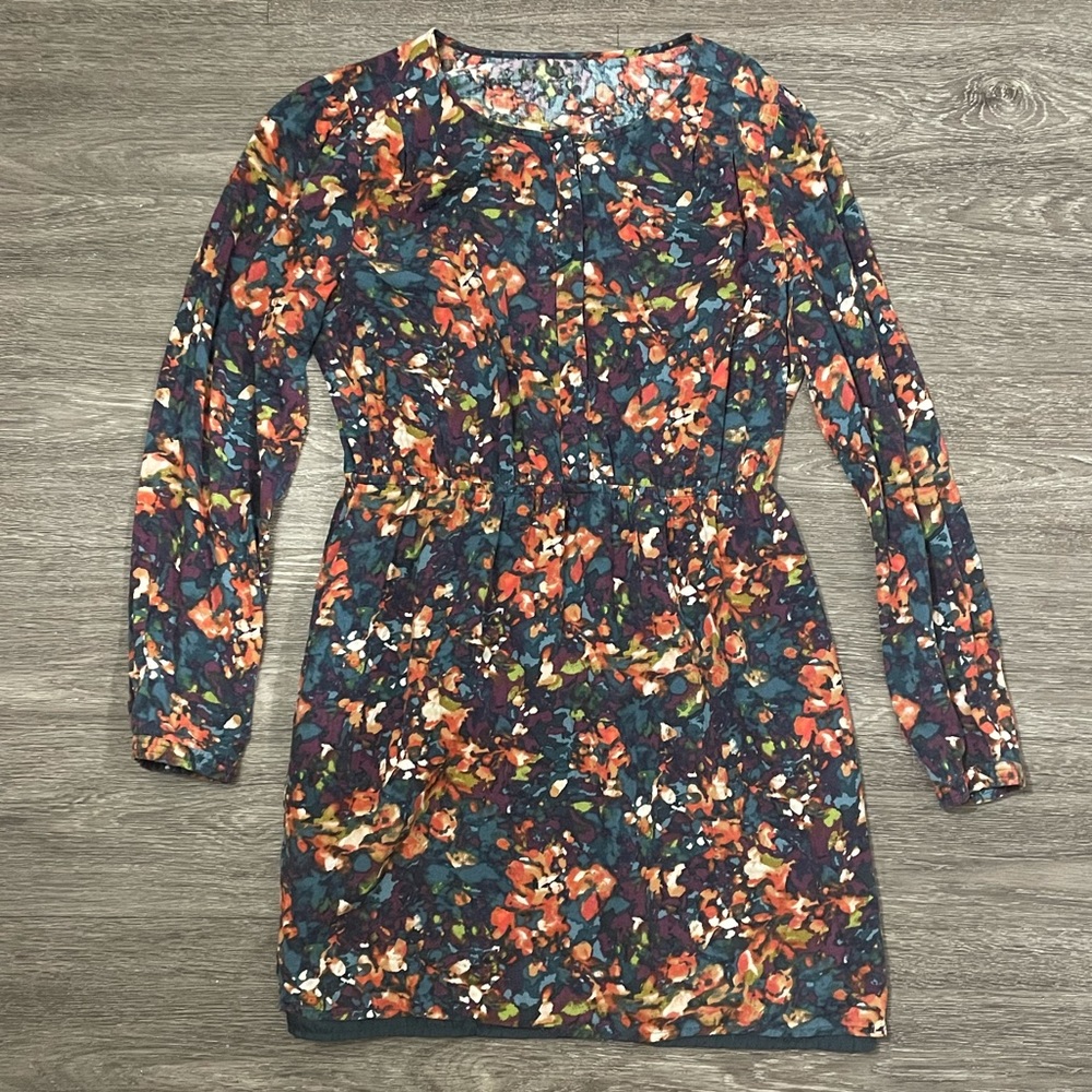 Purple Patterned Long Sleeve Dress